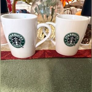 Starbucks 2007 8oz White Mugs with Green Logo